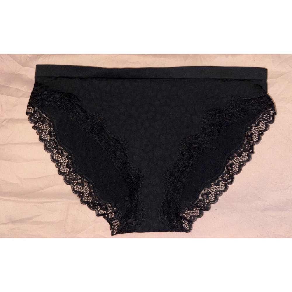 NEW Victoria's Secret Black Lace Trim Bikini Panty,‎ XL